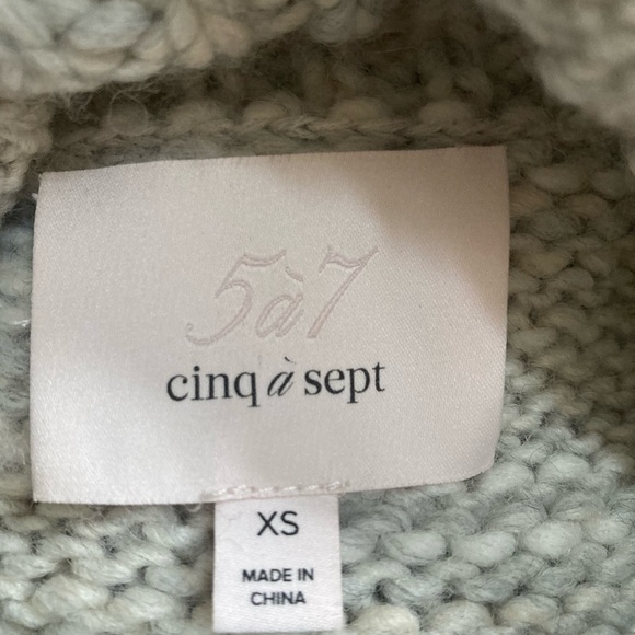 Cinq à Sept Valentina Ostrich Feather Trimmed Turtleneck Wool Blend - Picture 8 of 13